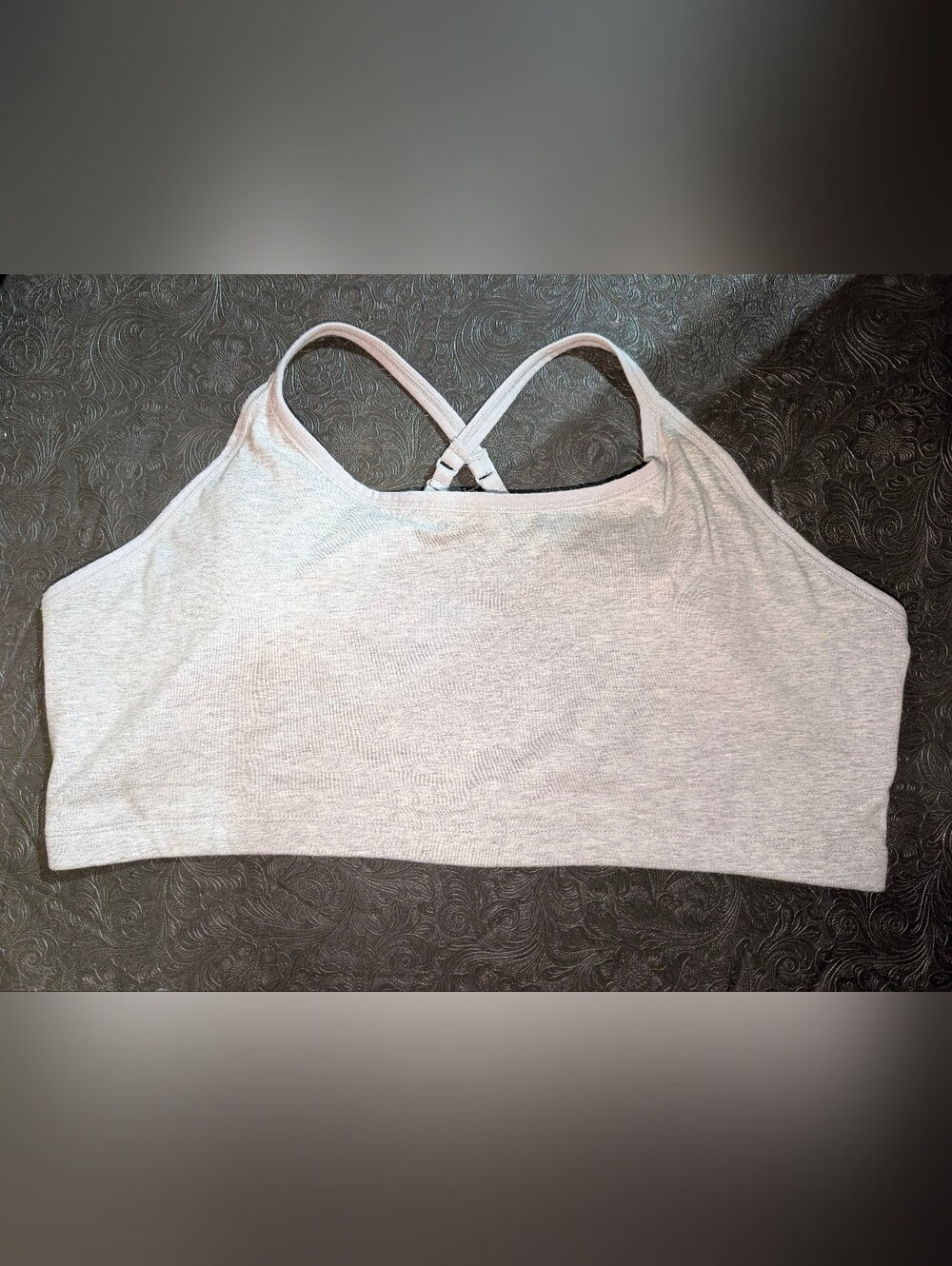 Pact Organic Cotton Heather Light Gray Cross Adjustable Strap Scoop Bralette XXL